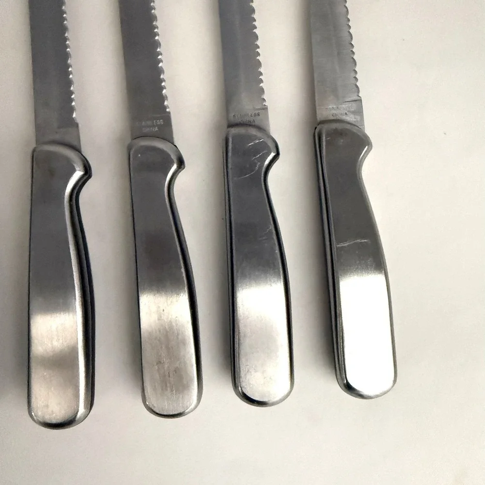 Ginsu Stainless Steel 7 Piece Serrated Knife Set Silver Tone Kitchen Cutlery